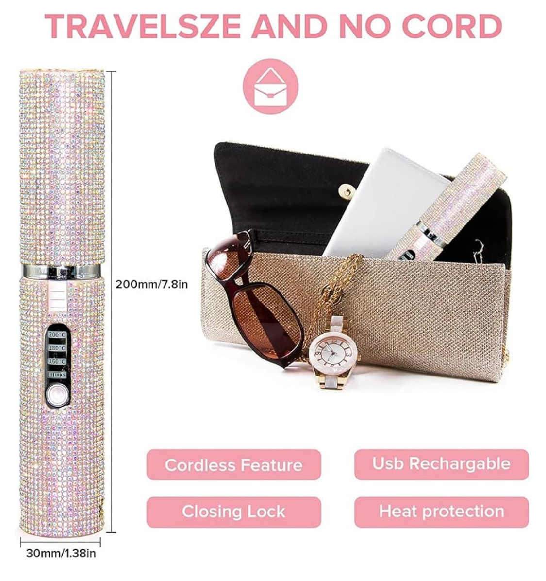 Mini Crystal Hair Straightener Comb