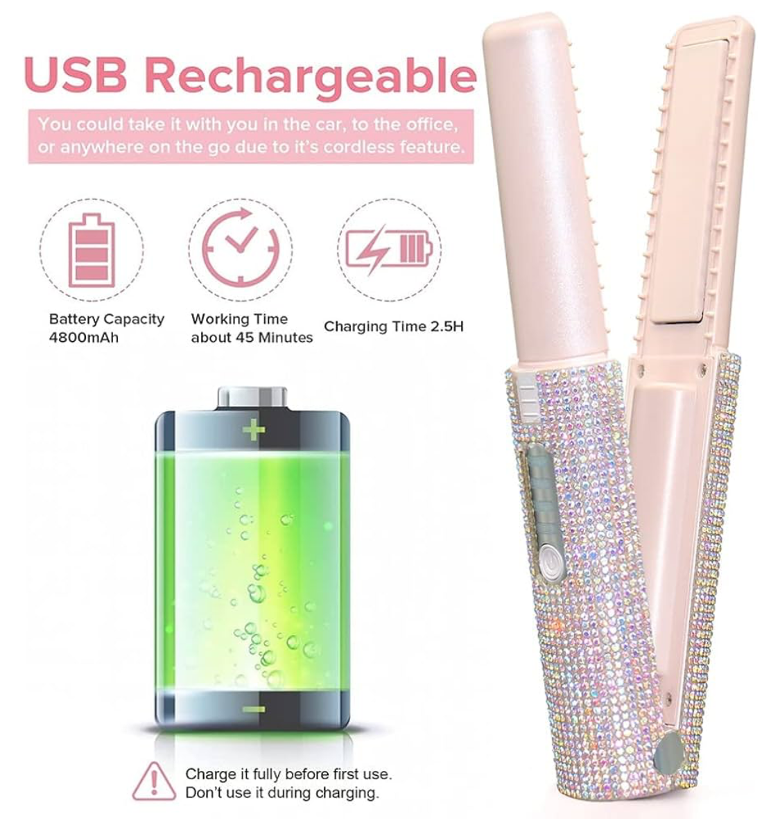Mini Crystal Hair Straightener Comb