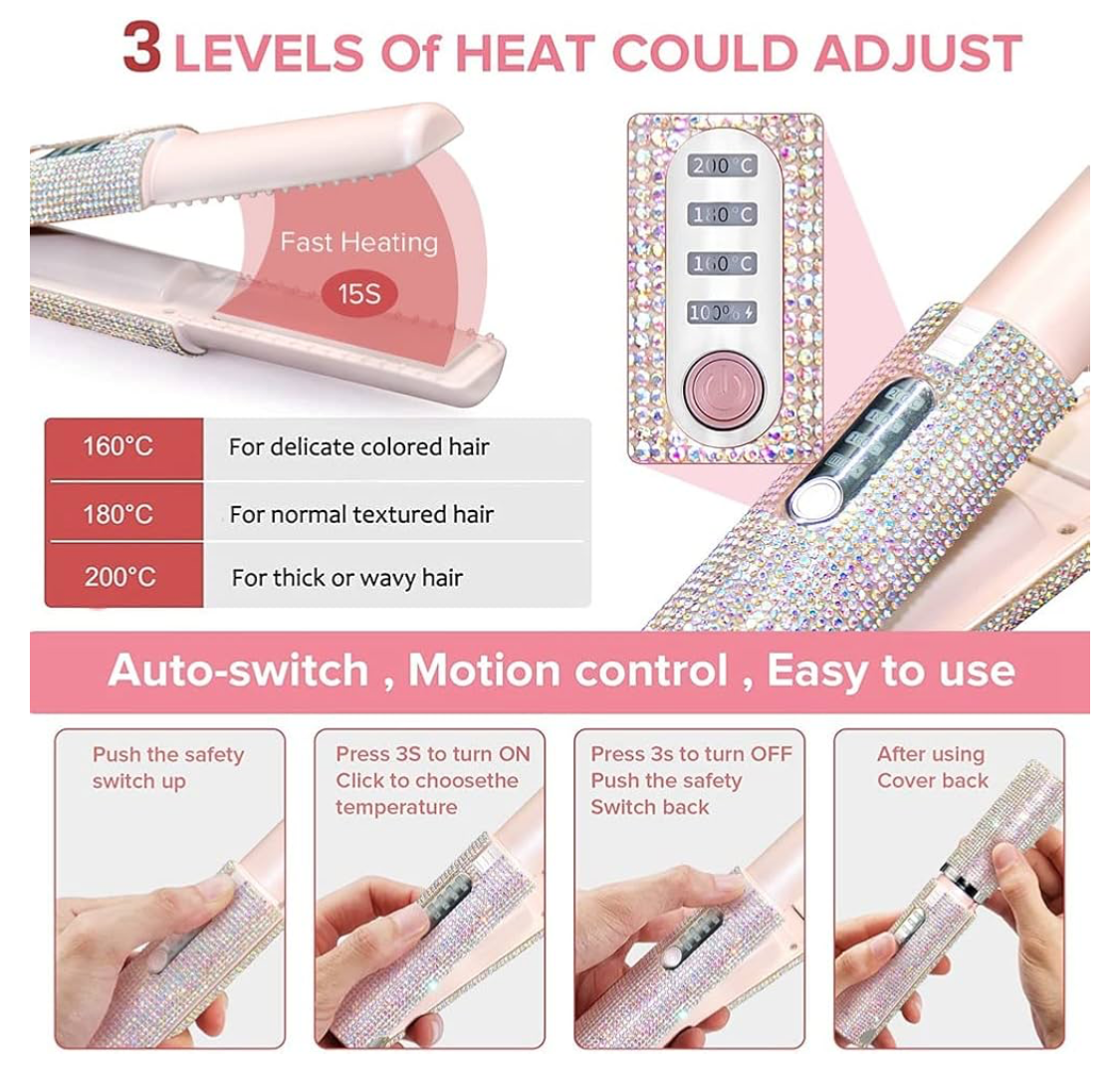 Mini Crystal Hair Straightener Comb