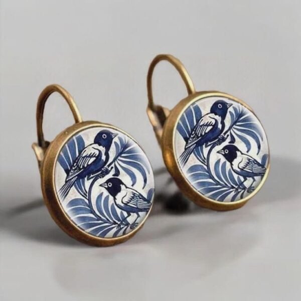 Dream Birds Vintage Glass Earrings