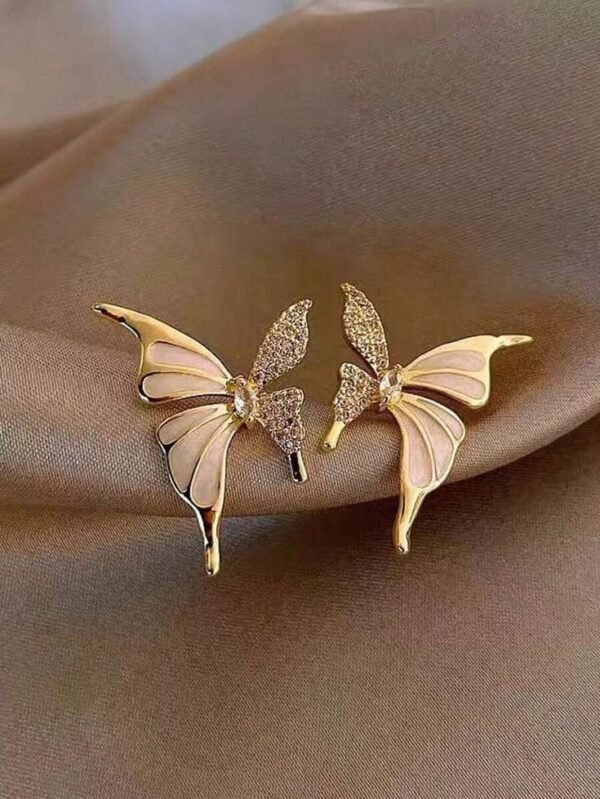 Elegant French-Inspired Asymmetrical Butterfly Earrings